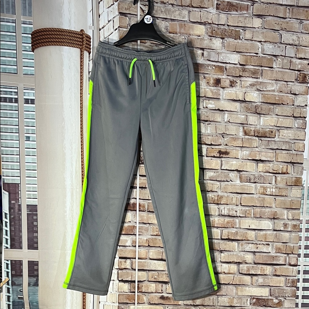 MTA Sport Gray Joggers with Neon Green Accents Boys size M (8)
